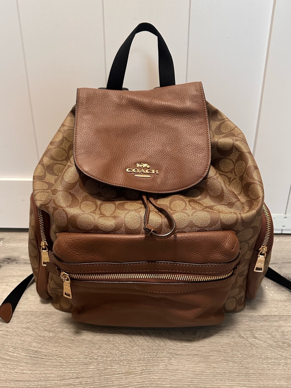 Coach Baby Backpack in Signature Canvas, Style CZ187 in Gold/Brown/Walnut